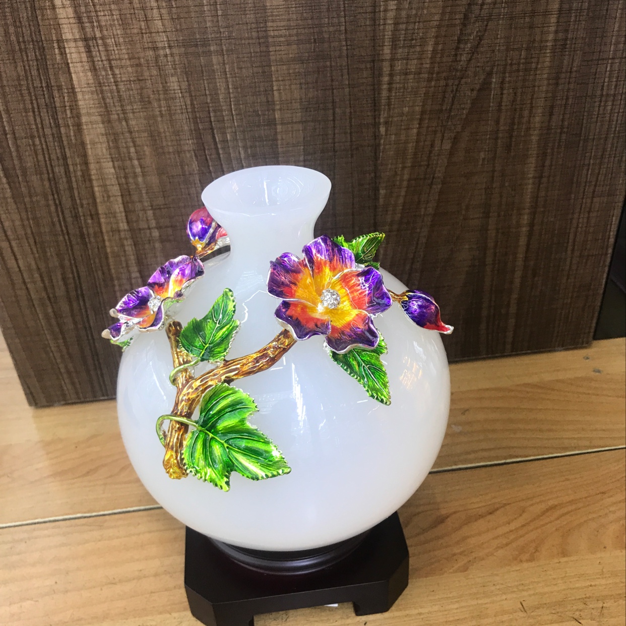 北欧轻奢干花花瓶摆件客厅插花餐桌创意装饰珐琅彩玻璃花瓶