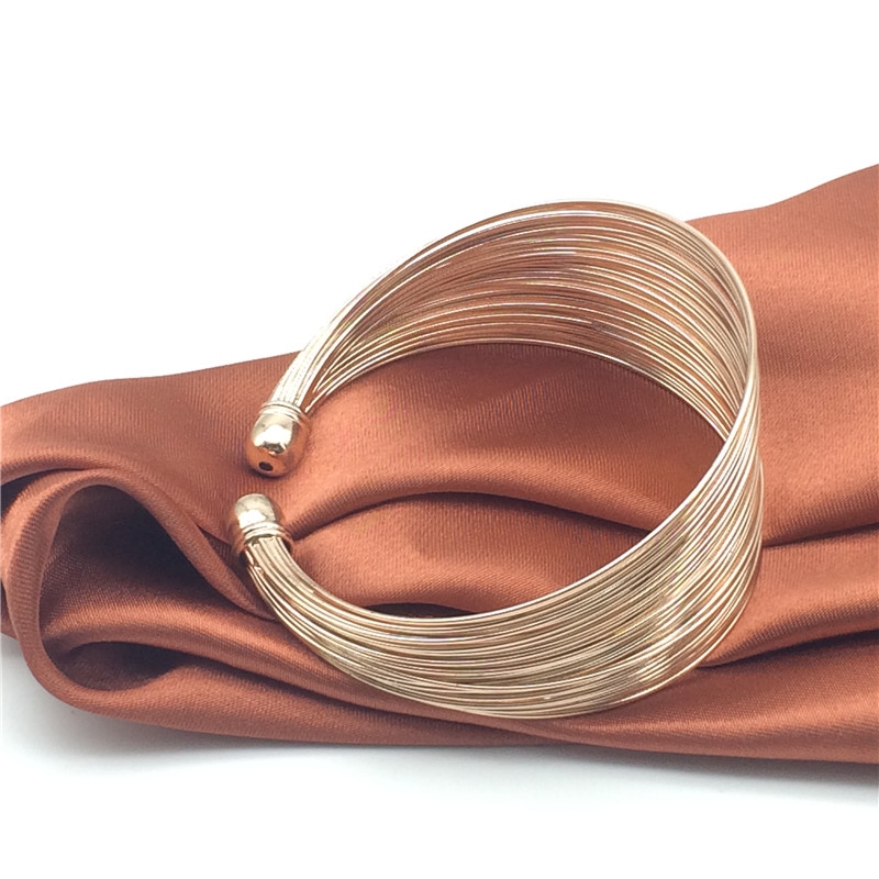 Exaggerated wide opening bracelet, nightclub brushed metal bracelet, punk ethnic style bracelet arm band details Picture