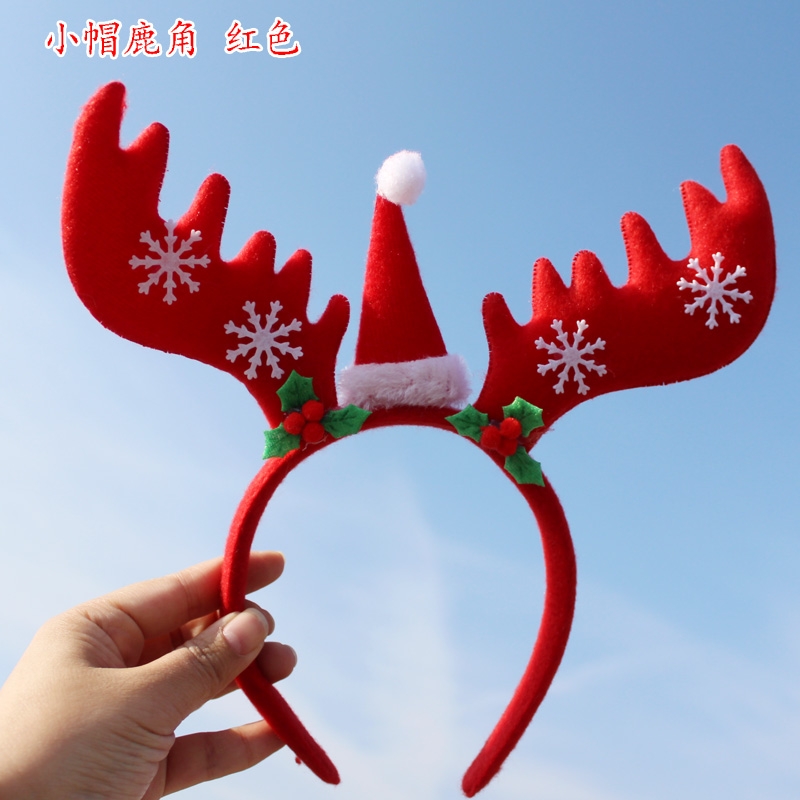 圣诞头箍发箍圣诞帽鹿角饰品小鹿雪人头箍圣诞老人头饰发箍发簪15白底实物图