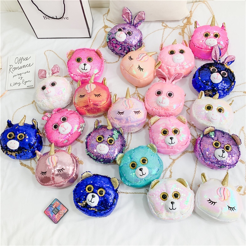 Sequin children's bag women's new cute boys and girls shoulder bag chain parent-child crossbody bag fashion