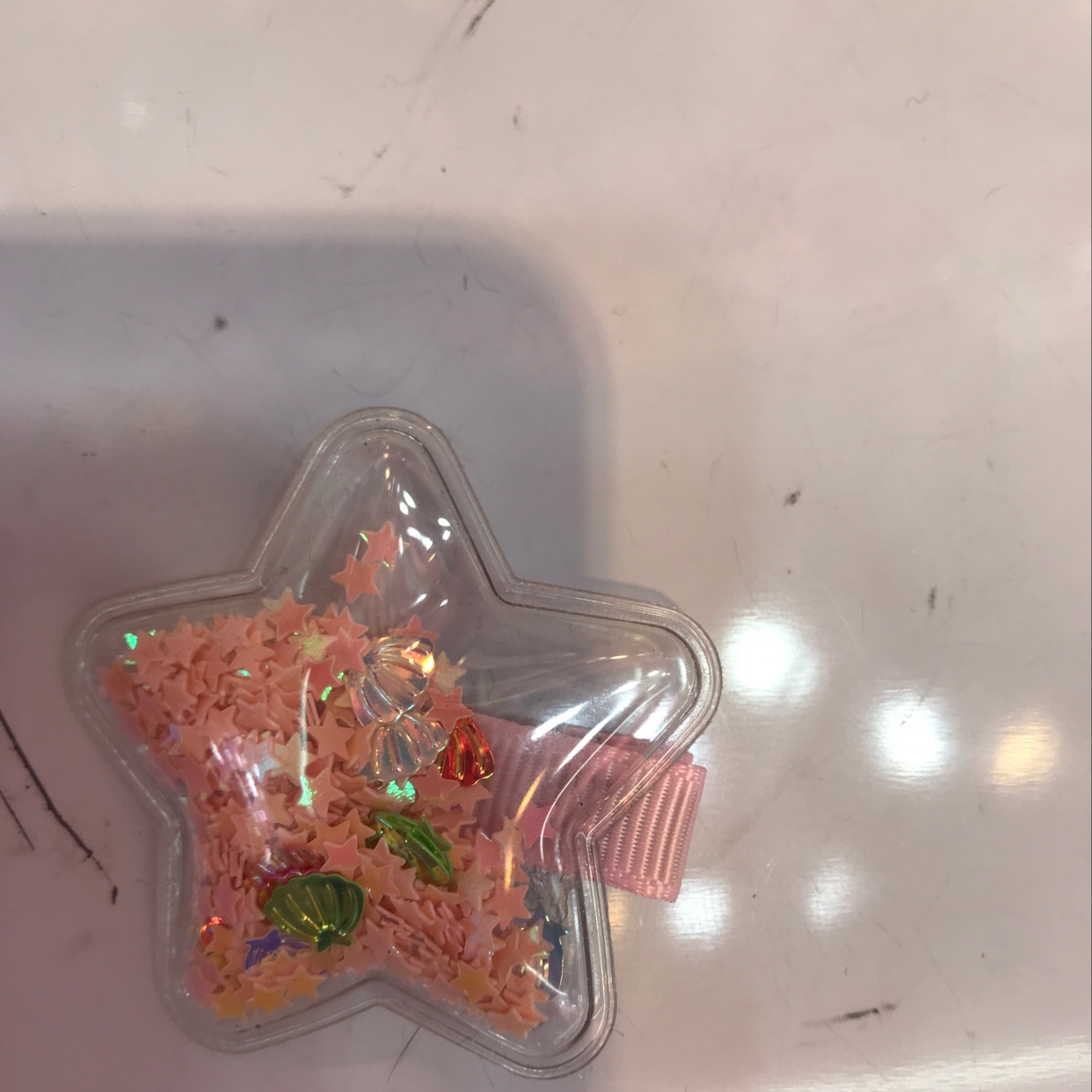 185粉色贝壳流沙五角星发夹大