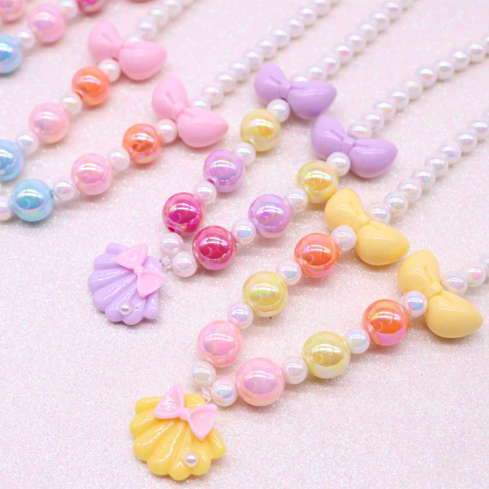 New Korean-style children's necklace and bracelet, girls' colorful shell, cute and sweet necklace accessory, clothing matching accessory details Picture