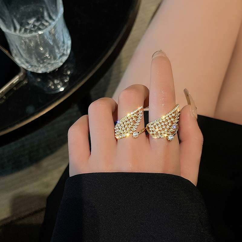 司藤景甜同款珍珠戒指女高级感轻奢网红个性百搭开口可调节食指戒详情图2