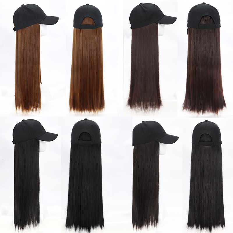 Factory wholesale wig, long hair for women, baseball cap, wig integrated, summer Internet celebrity girl long straight hair natural head cover