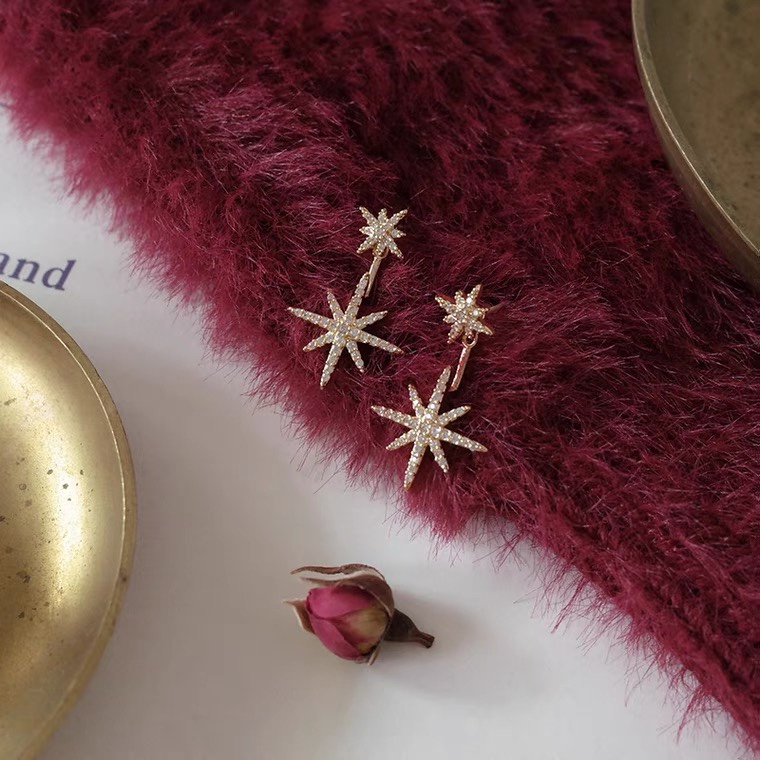 S925银针超闪镶钻流星耳环气质精致耳钉一款两戴耳环