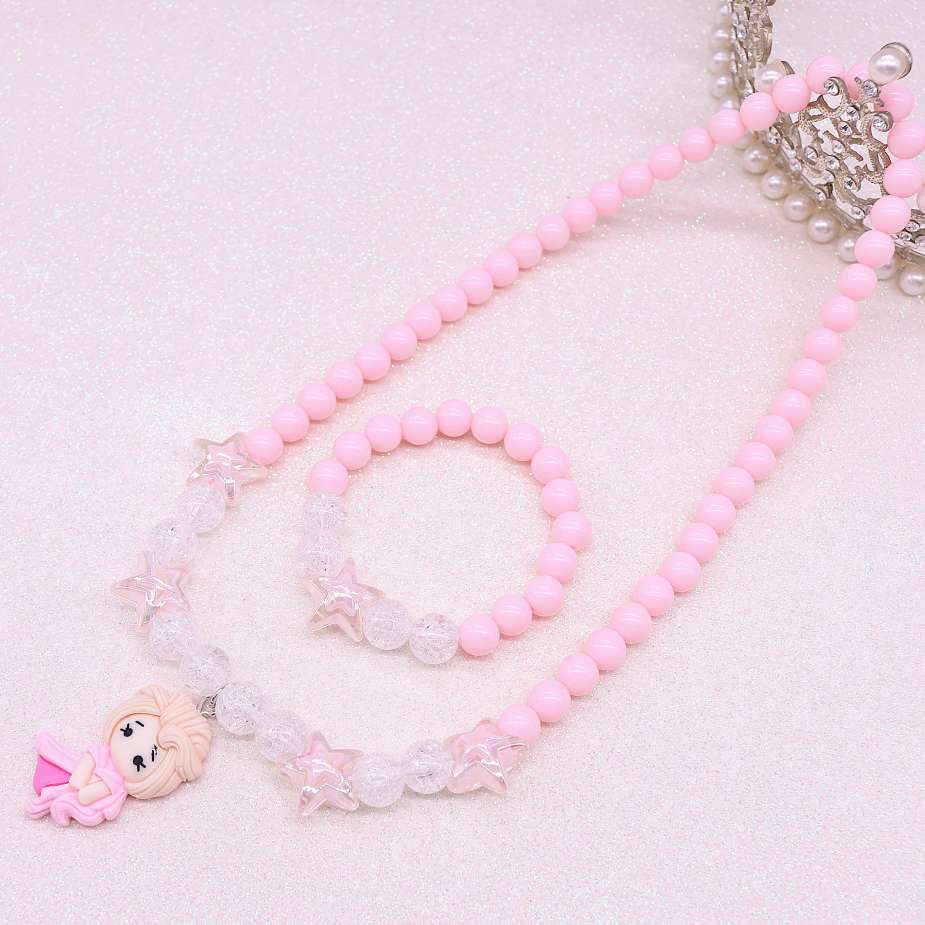 New children's necklace set, cartoon princess, mermaid princess, girls' necklace, bracelet, girls' accessories details Picture