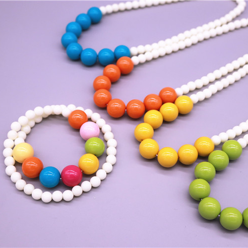 Kids new colorful bead necklace Girls Summer Basic Necklace accessory girls pendant thumbnail
