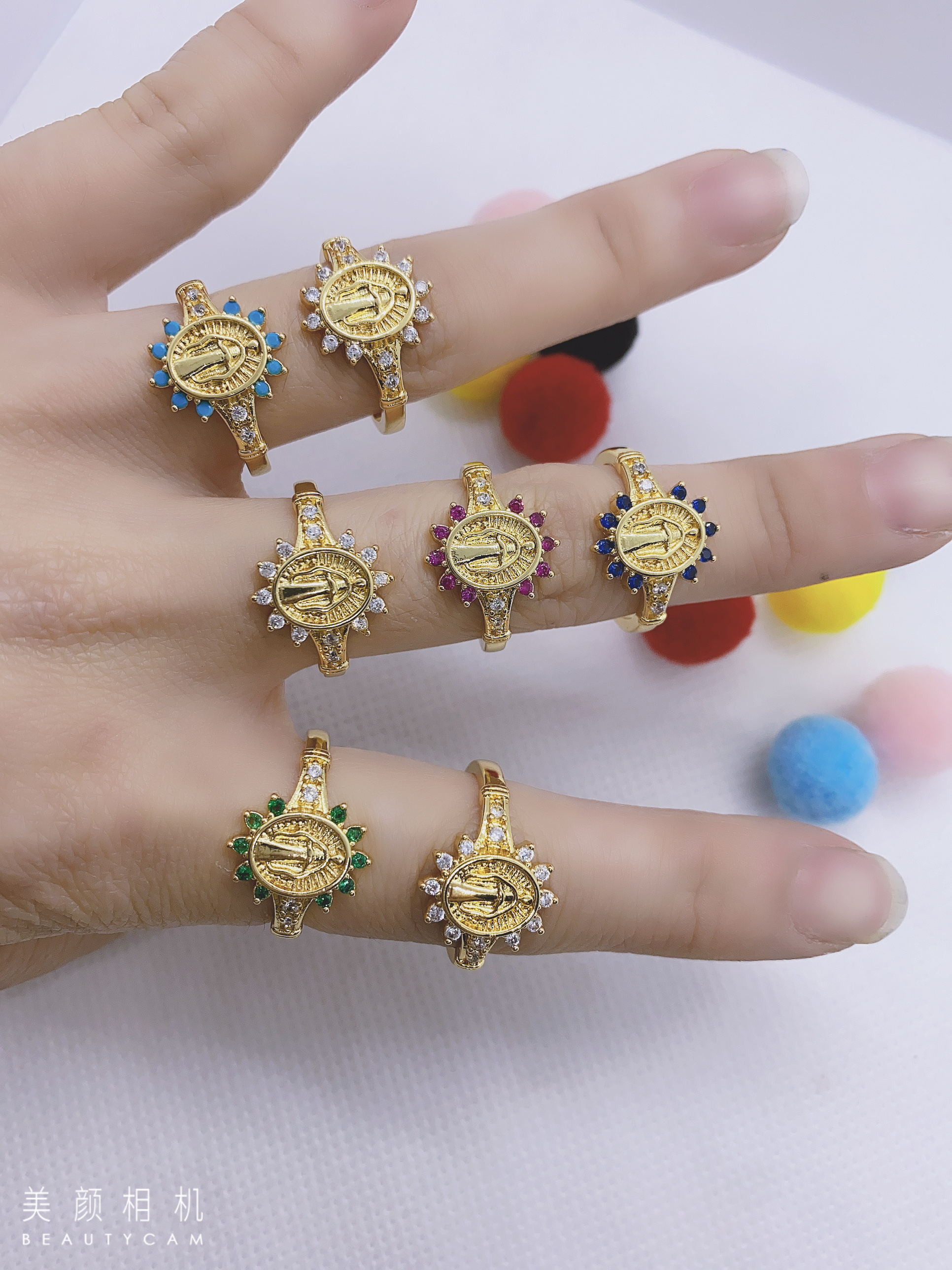 Colorful zircon portrait ring Specification image