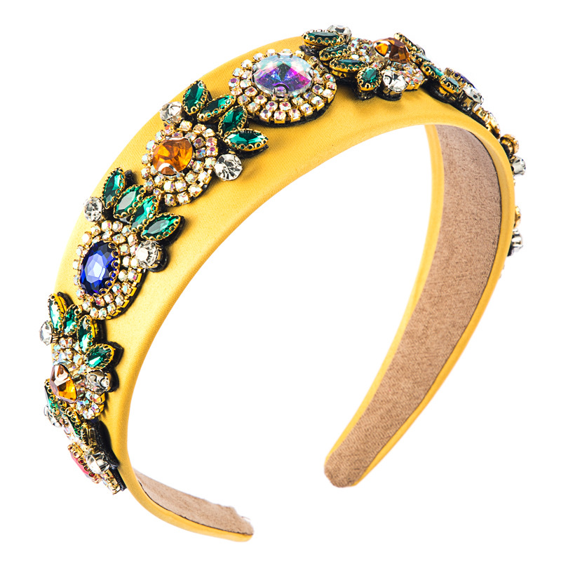 Wide-edge super-sparkling fabric rhinestone headband full figure