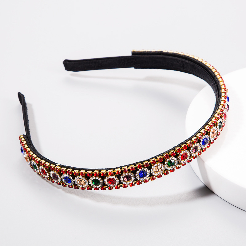 A versatile alloy headband set with colorful rhinestones, featuring an ultra-bright and simple style details Picture