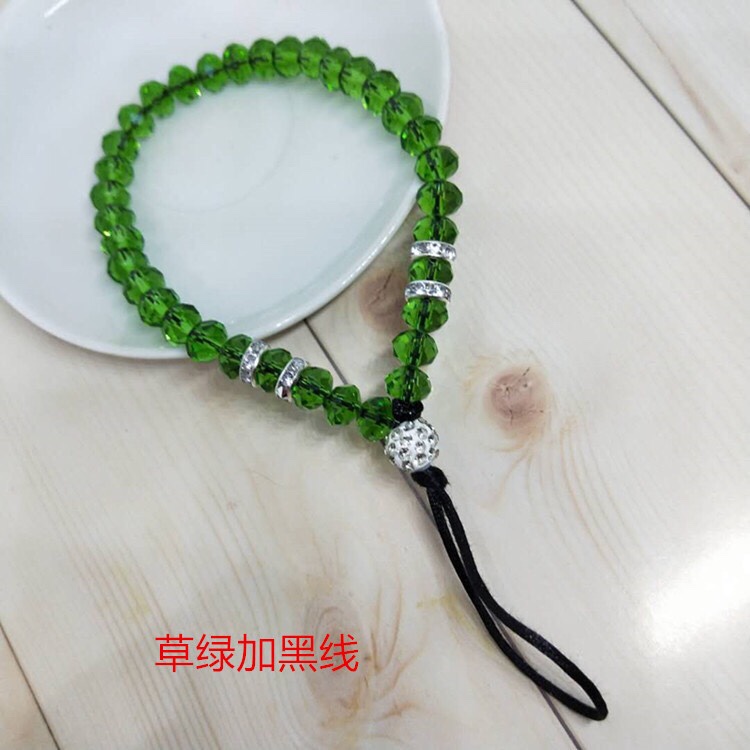 地摊货源水晶珠扁珠链绳 diy手机短链夜市爆款手机壳链子水晶短链 有40多种色嘉亮水晶图