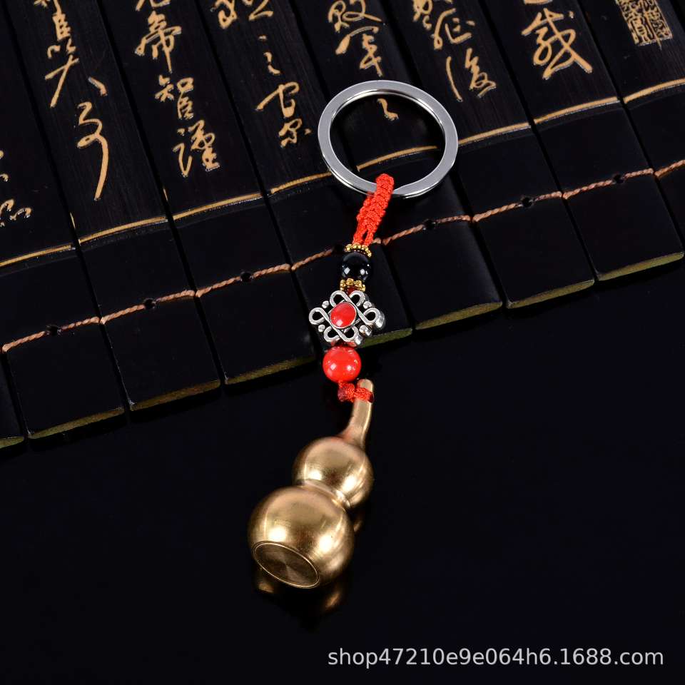 Small copper gourd keychain can be opened, copper gourd pendant, gourd keychain pendant, car supplies, car pendant, 4.5cm copper gourd Item Picture