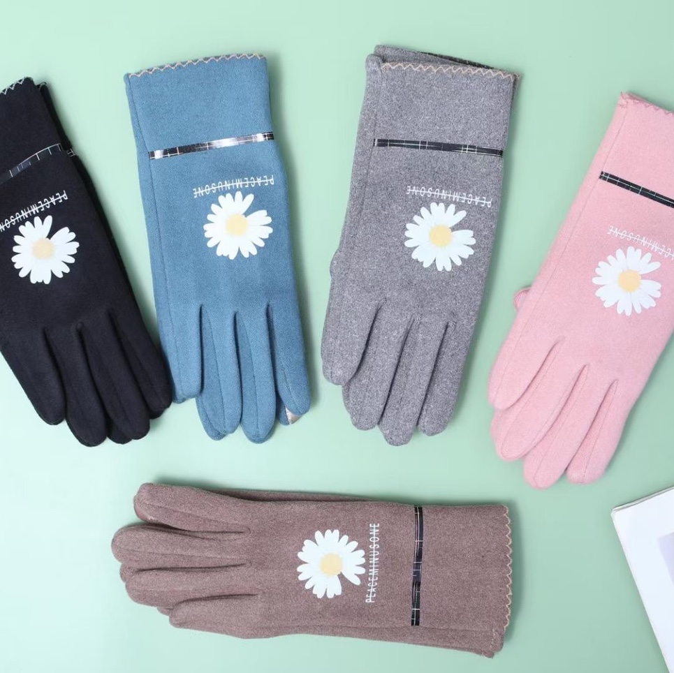Gloves Warm gloves Autumn and Winter gloves Women's fleece touch screen gloves Cycling casual winter driving cotton thick