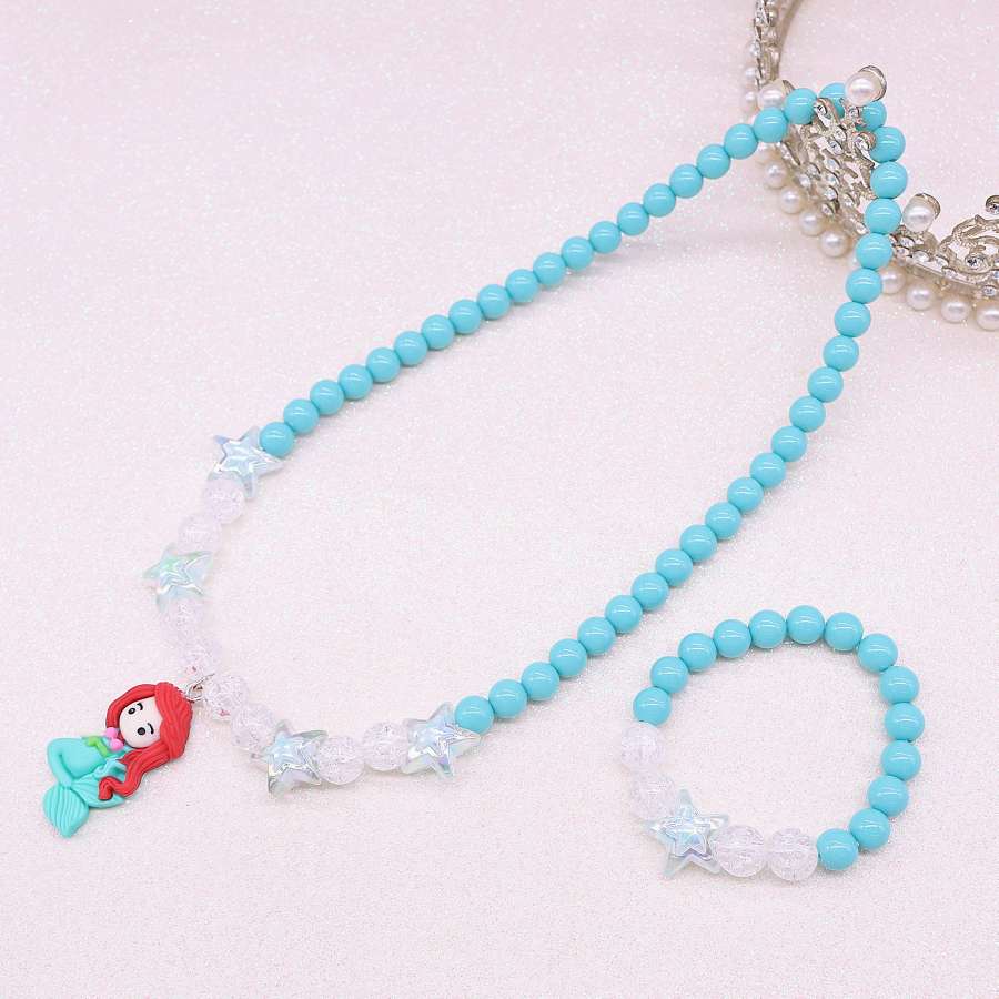 New children's necklace set, cartoon princess, mermaid princess, girls' necklace, bracelet, girls' accessories Item Picture