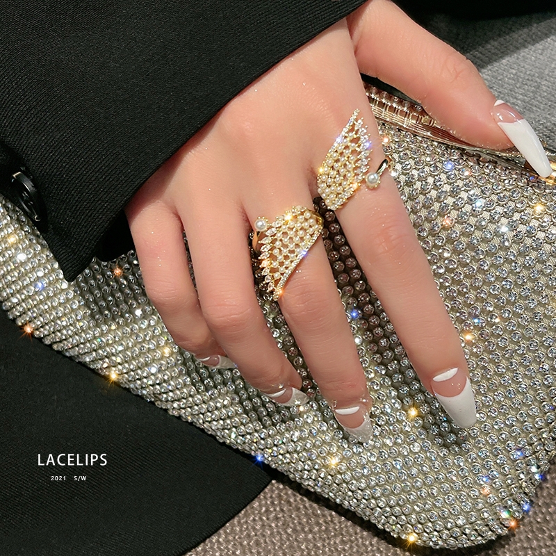 司藤景甜同款珍珠戒指女高级感轻奢网红个性百搭开口可调节食指戒