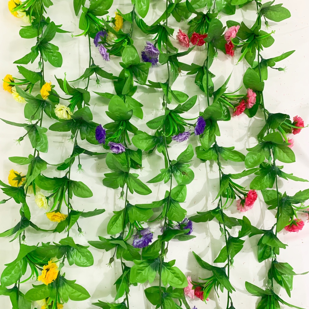 厂家直销仿真花室内装饰摆设桌面单支假花客厅装饰插花干花花束摆件花藤（双色康乃馨藤）