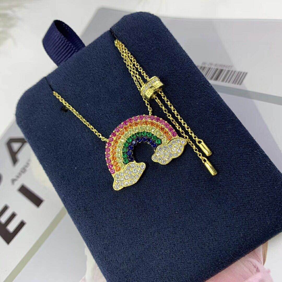 Rainbow necklace earrings stud 14k gold manufacturers directly for Tiktok first choice