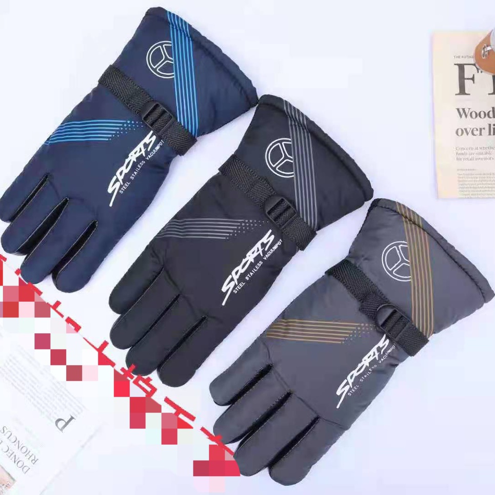 Winter gloves wholesale thickened large cotton and fleece gloves winter men fashion new bike households plus cotton thermal spot brush flower letters