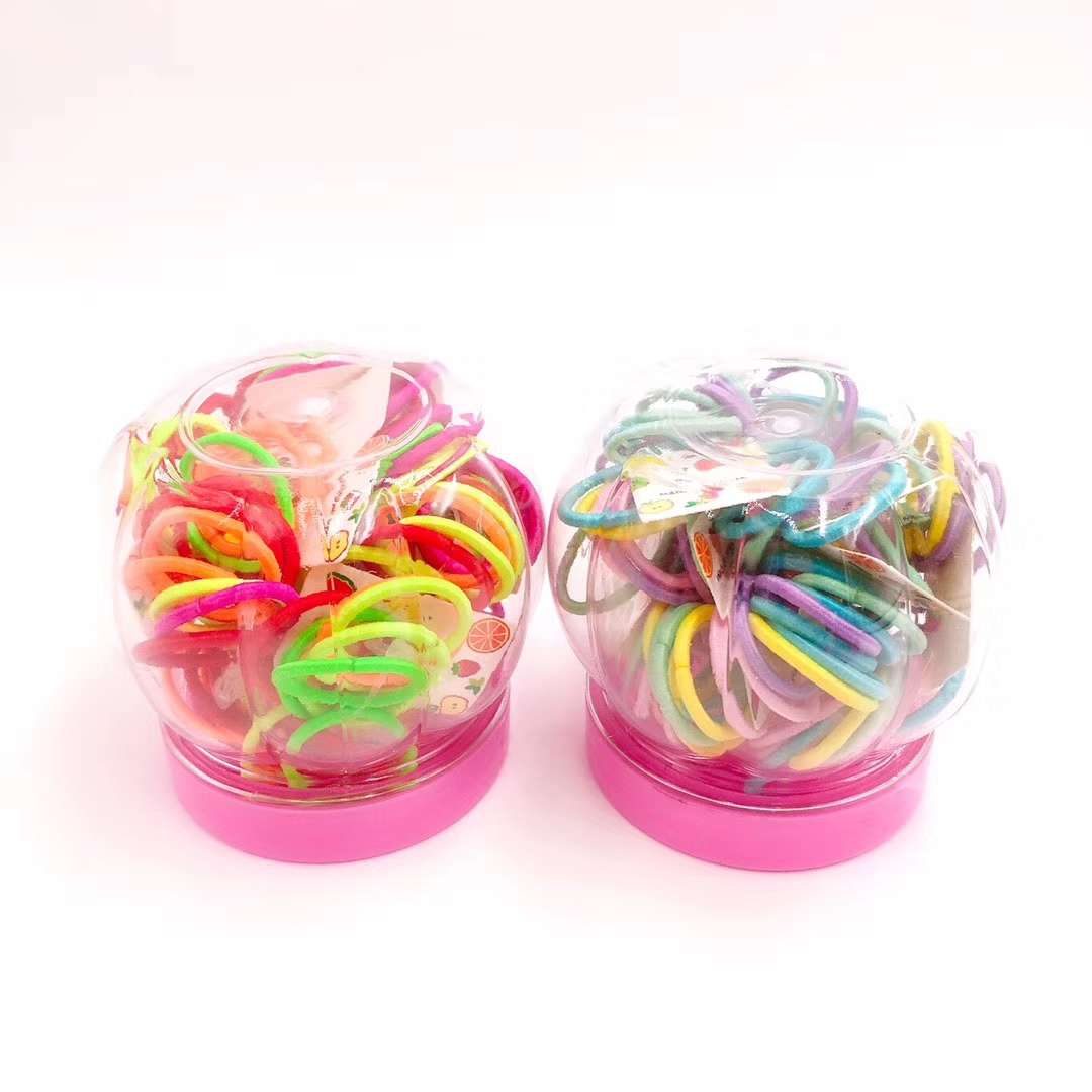 Children's rubber band hair bands without seams, children's rings, rubber band bands in cans, 12 cans per pack Specification image