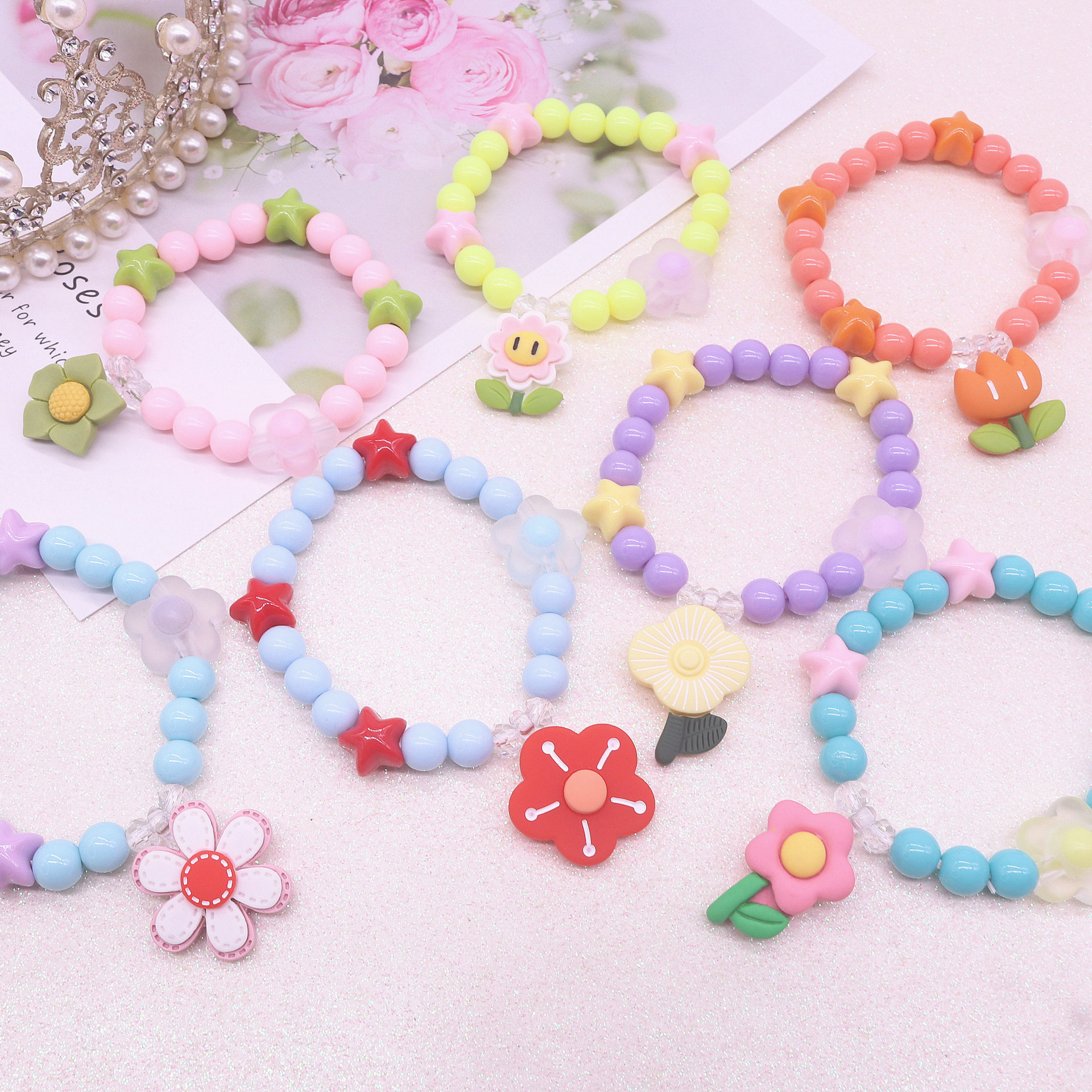 New children's cartoon flower bracelet girl Cute Stars Cream bracelet jewelry thumbnail
