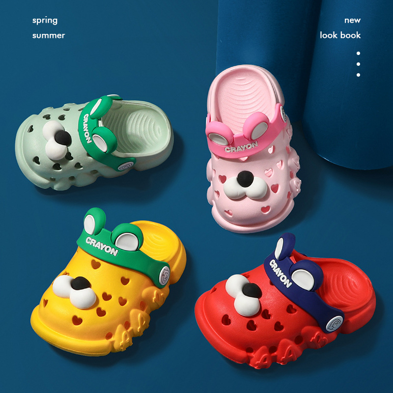 Children's Crocs Summer children indoor non-slip bag head flip-flops cute cartoon puppy slippers for baby boys and girls