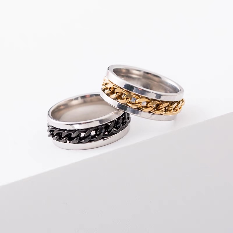 Stainless steel men's NK chain ring, simple and fashionable index finger ring, personalized ring for boys, student details Picture