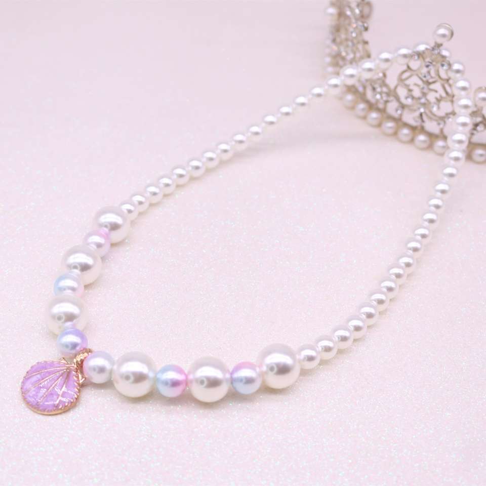New children's necklace, girls' imitation pearl and shell necklace, girls' accessories Item Picture