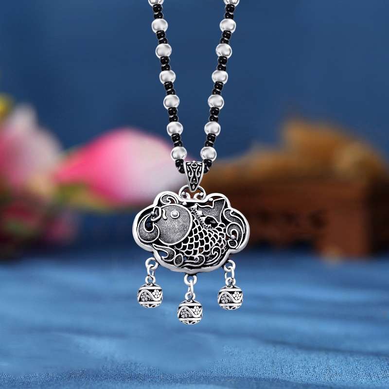 Jingpuli Jewelry Silver Collection Sweater Chain, Wealth from all directions, rose, Longevity lock, One Leaf Brings wealth! detail image 2