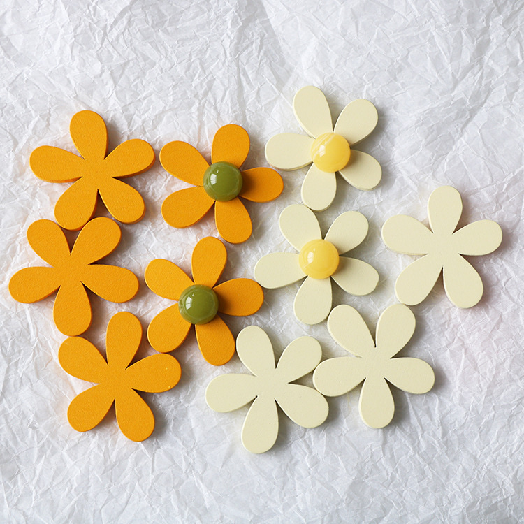 Japanese and Korean style exaggerated wooden large flower earrings, stud accessories, diy handcrafted hair clip accessories materials details Picture