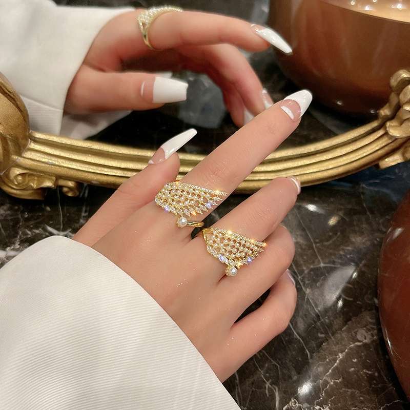 司藤景甜同款珍珠戒指女高级感轻奢网红个性百搭开口可调节食指戒产品图