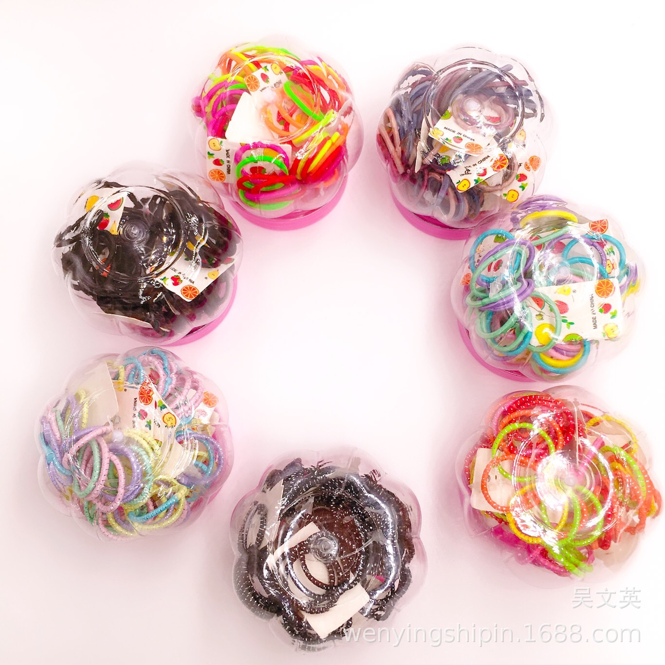 Children's rubber band hair bands without seams, children's rings, rubber band bands in cans, 12 cans per pack