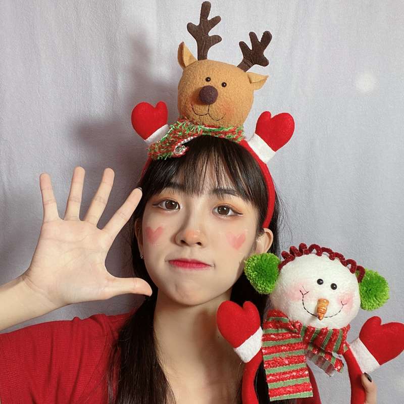 圣诞头箍发箍圣诞帽鹿角饰品小鹿雪人头箍圣诞老人头饰发箍发簪11细节图