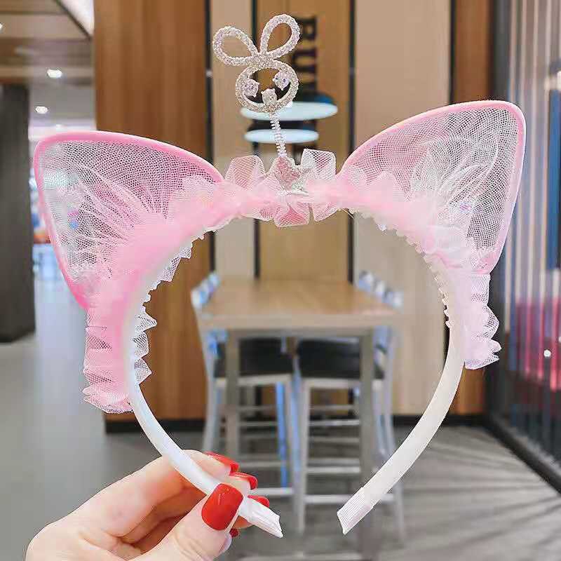 The pink rabbit ears are three-dimensional