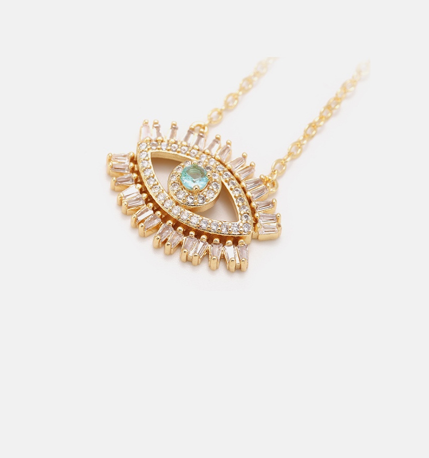 Cross-border Amazon European and American accessories, women's fashionable and simple gold-plated pendant jewelry, Devil's Eye Zircon necklace Specification image