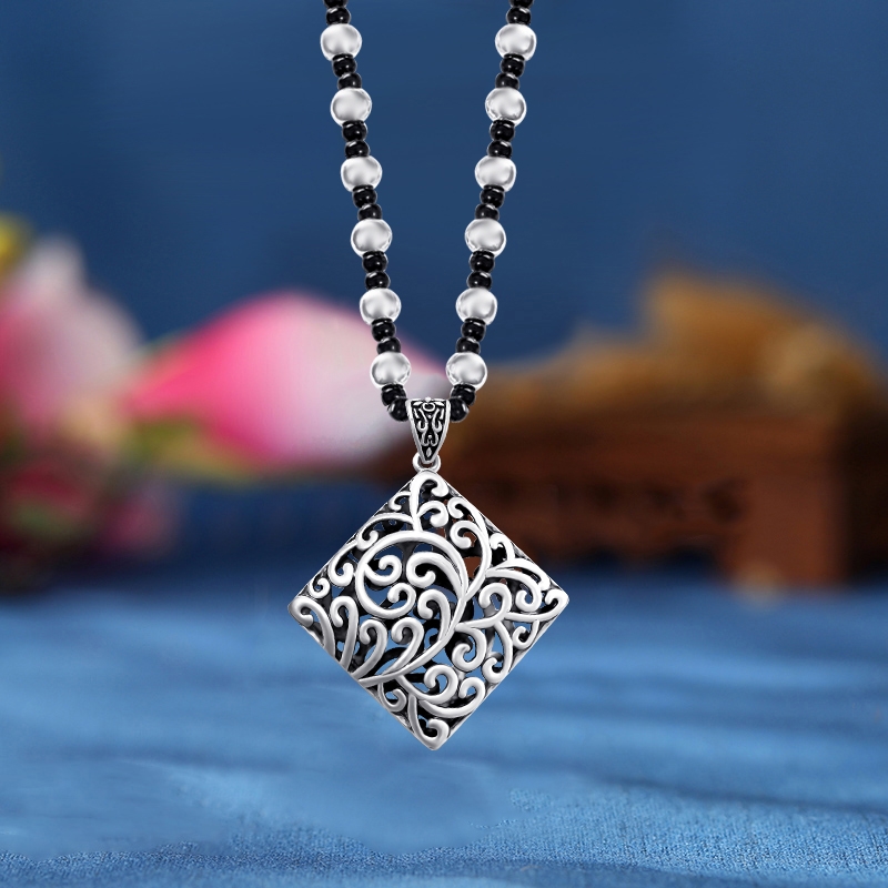 Jingpuli Jewelry Silver Collection Sweater Chain, Wealth from all directions, rose, Longevity lock, One Leaf Brings wealth! detail image 7