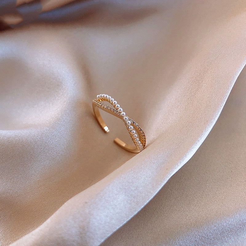 2021 new pearl ring female fashion personality ring tide day light luxury tide