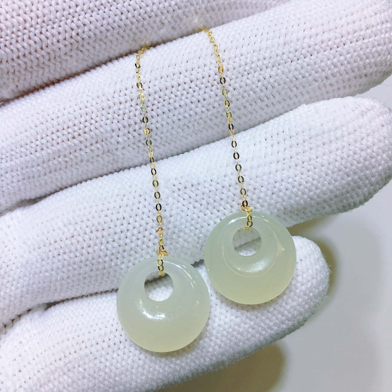 18k和田玉手工定制配饰耳线翔宇003