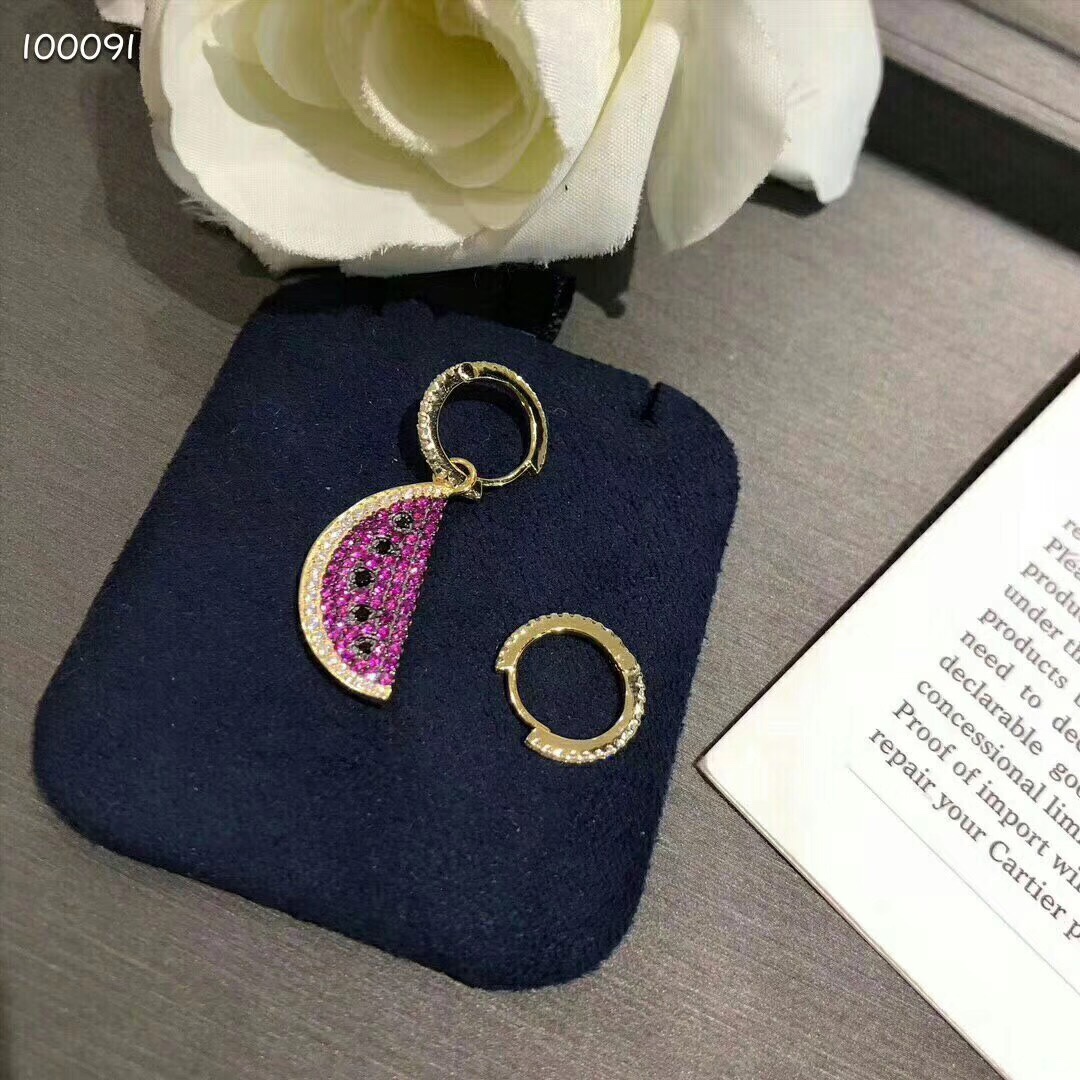 Watermelon earrings stud 14k gold manufacturers directly for Tiktok fast hand live preferred
