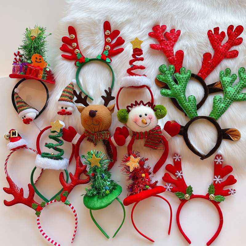 圣诞头箍发箍圣诞帽鹿角饰品小鹿雪人头箍圣诞老人头饰发箍发簪11产品图
