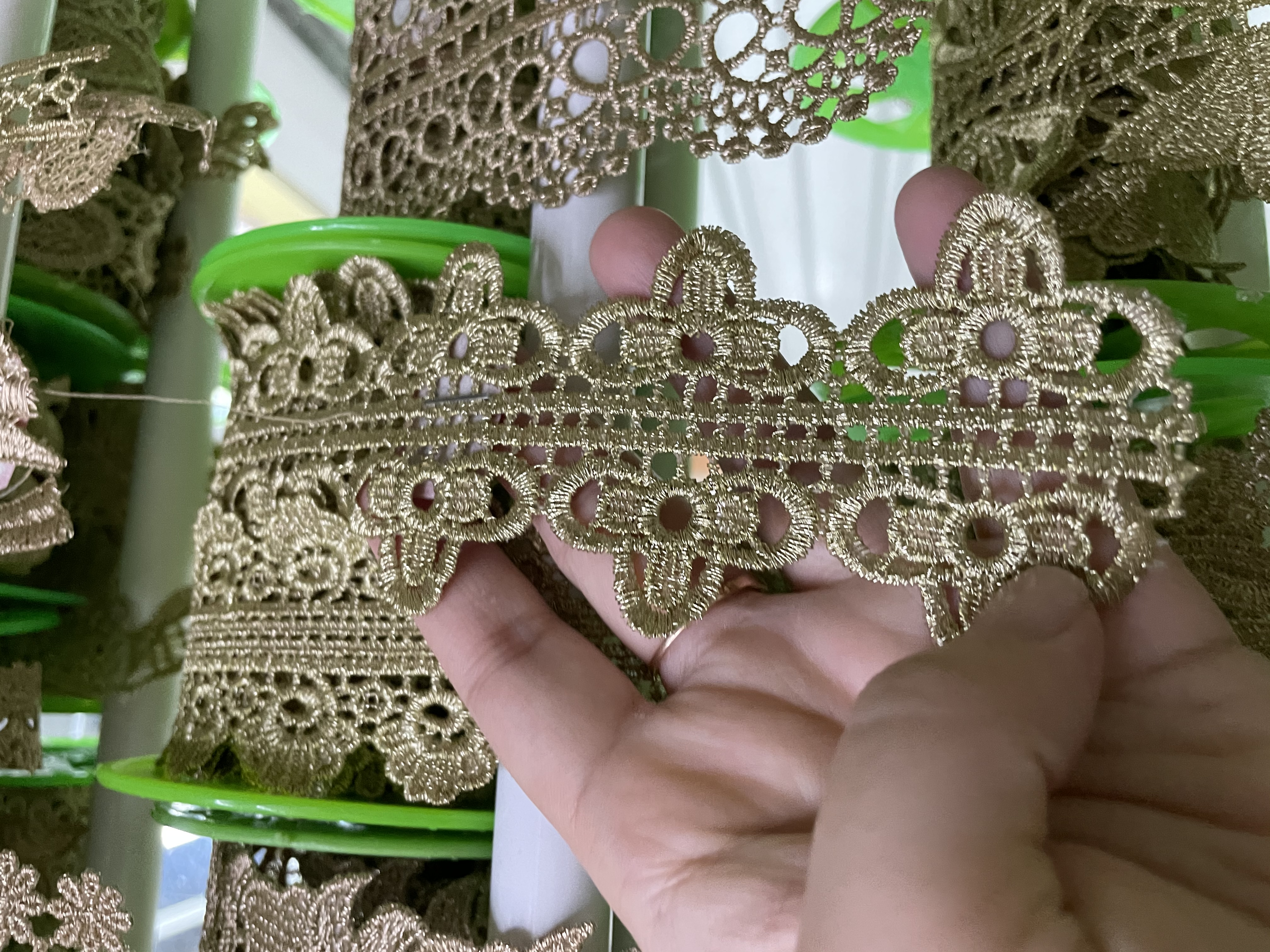 Two-Color Gold Plus Color Water Soluble Bar Code High-Quality Lace Specification drawing