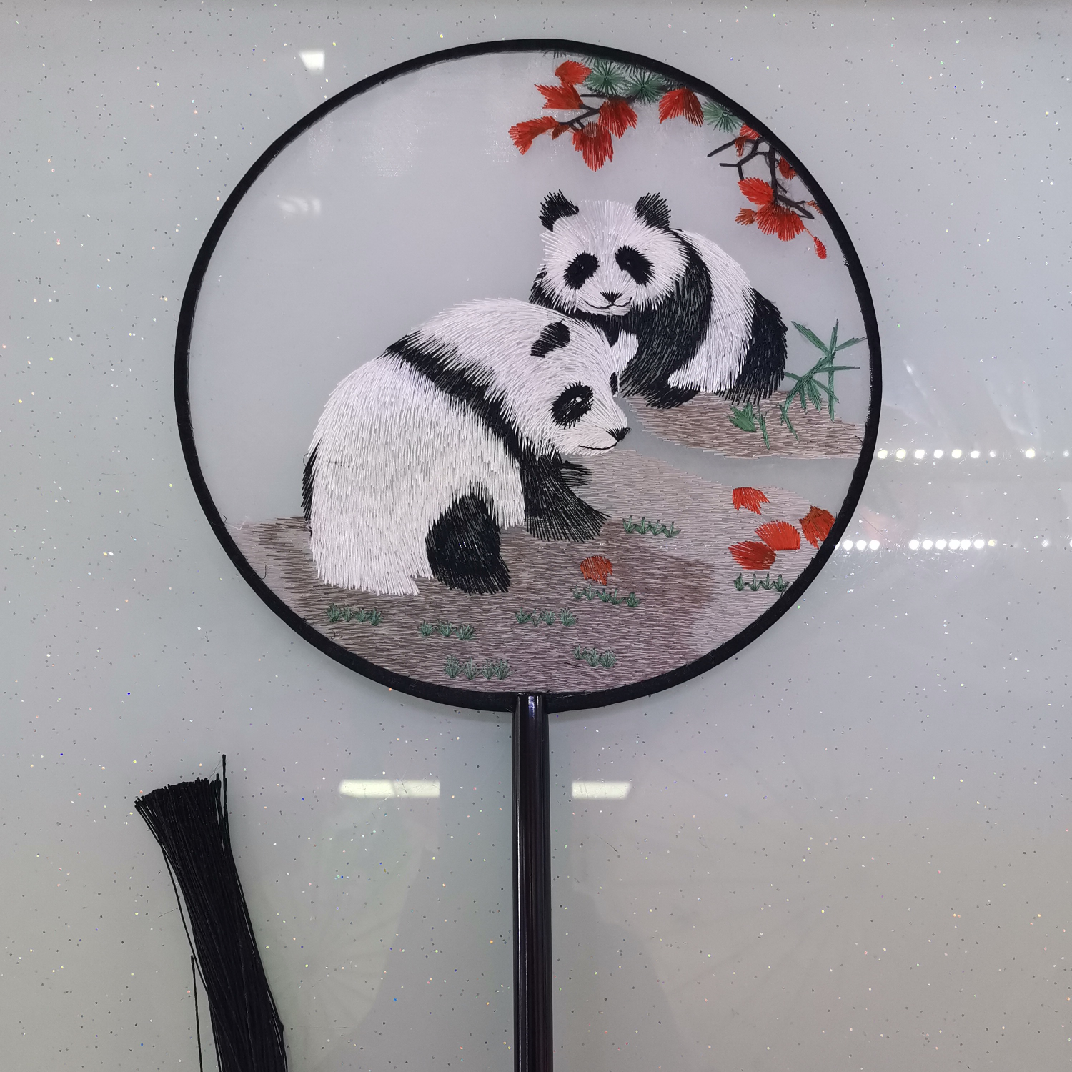 M double-sided transparent embroidery boutique transparent group fan 8, creative arts travel craft, Qipao runway show thumbnail