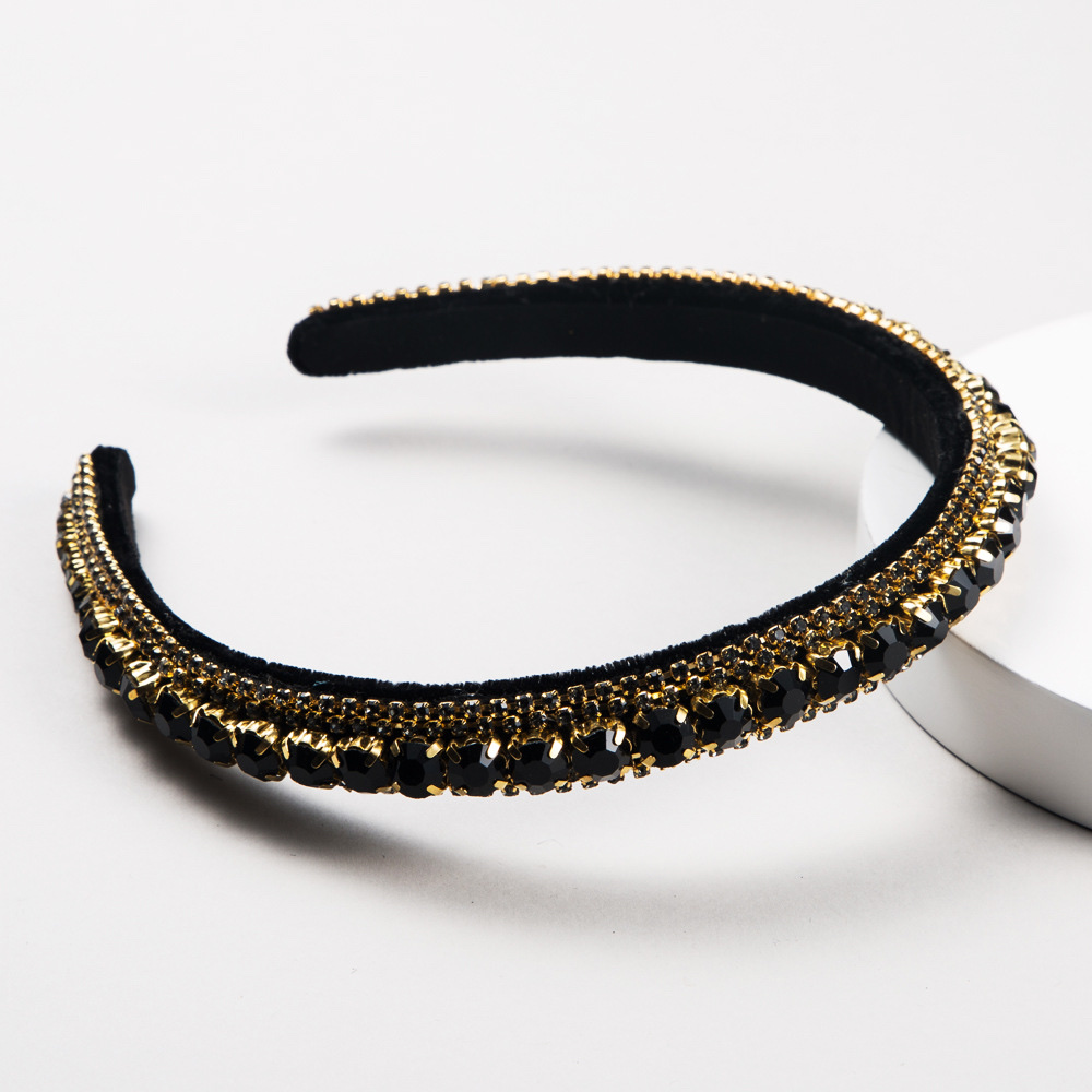Multi-layer glass studded with velvet, fashionable fine-edged headband full figure