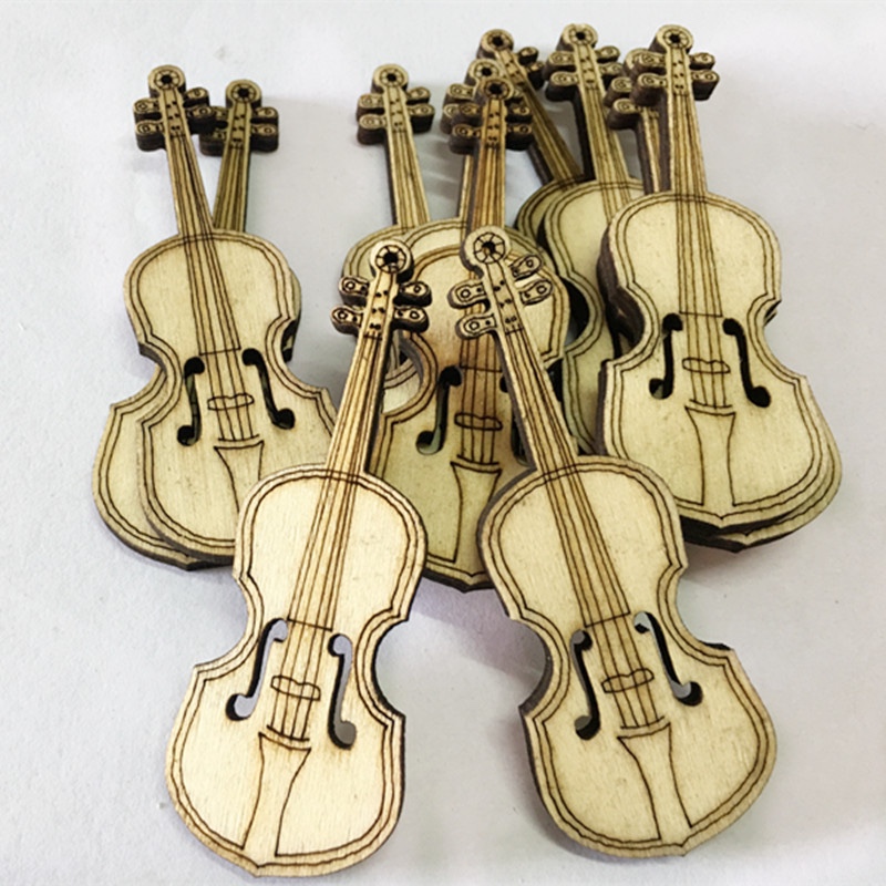批发供应木制耳环 挂件小提琴 饰品配件1