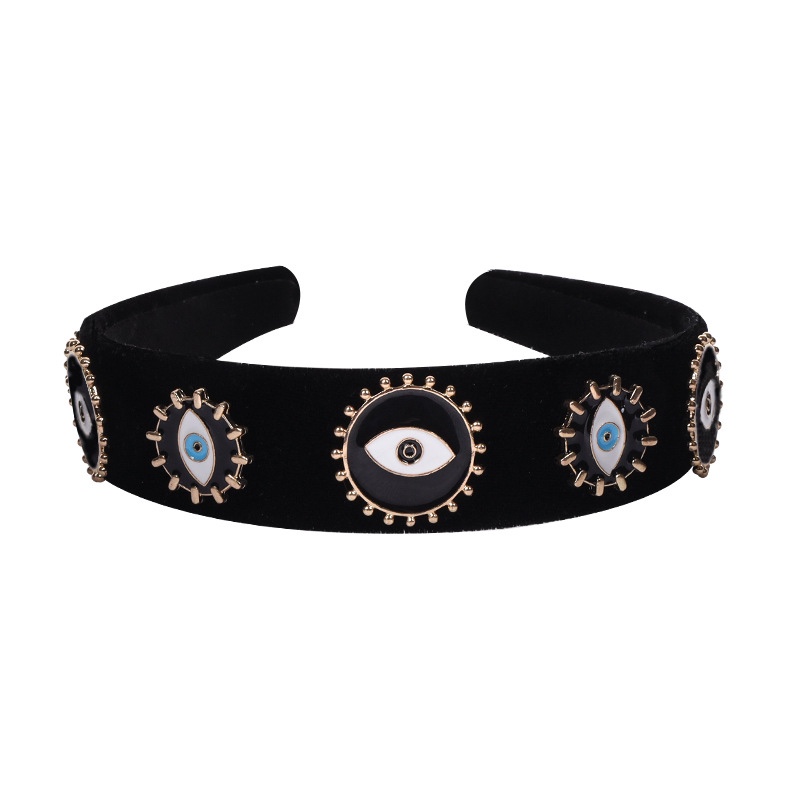 Fashionable and individualistic velvet Devil's eyes wide-edge headband full figure
