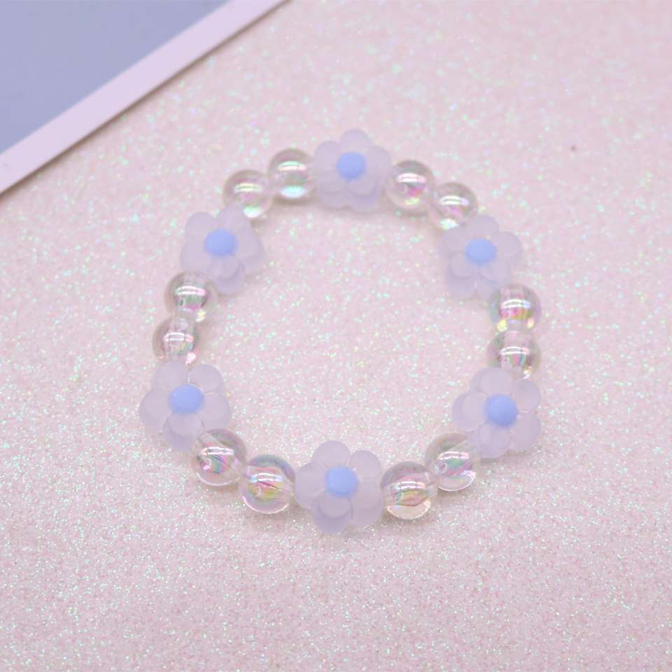 Korean children's new style bracelet for girls, flower spring color transparent bead bracelet, girls' jewelry and accessories Item Picture