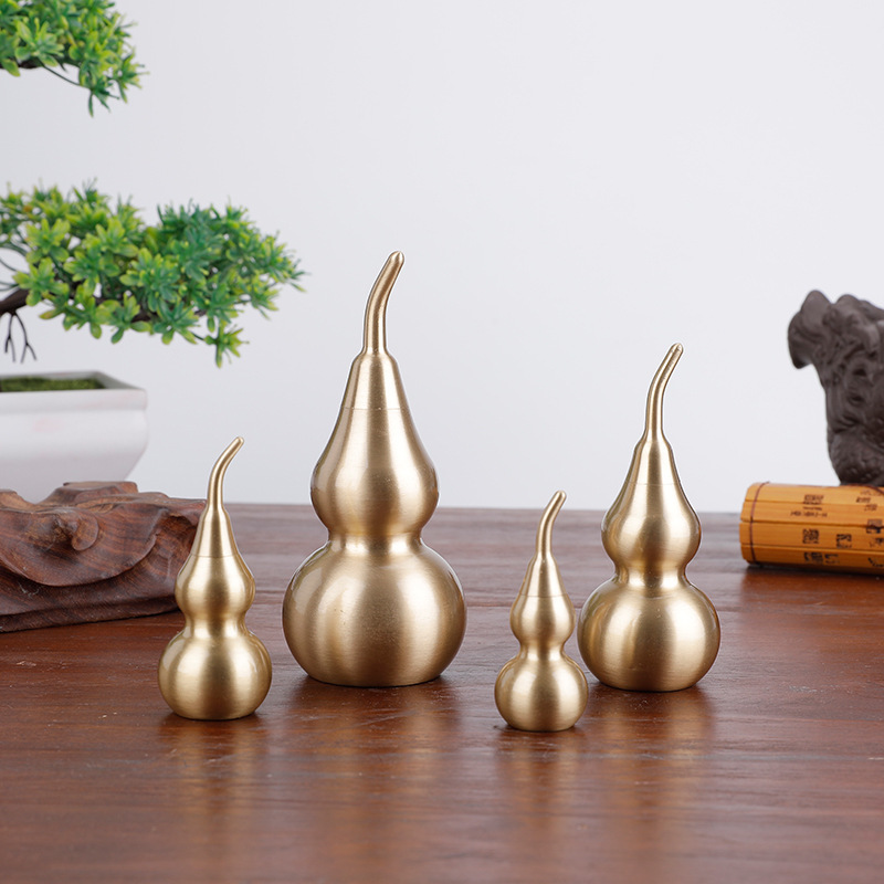 Supply 9Cm pure copper gourd ornaments, gourd car hangers, car hangers, creative hollow copper gourd hangers detail image 3