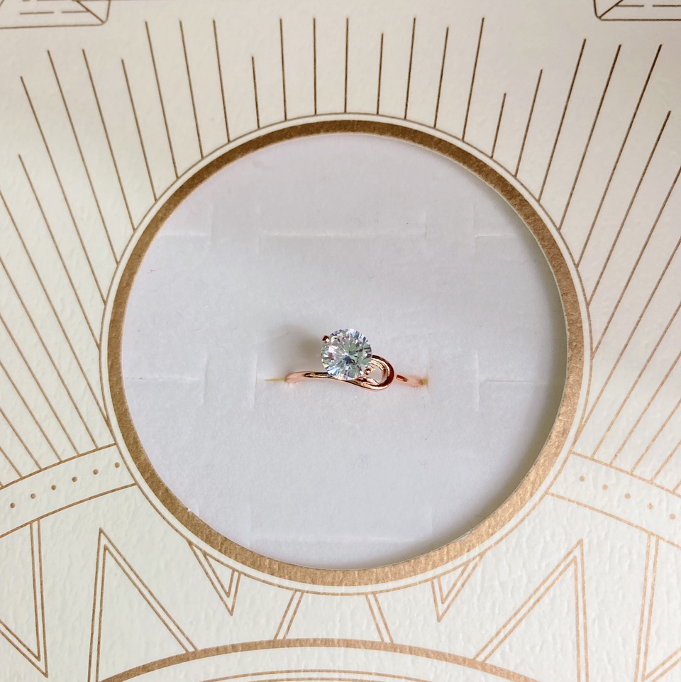 电镀玫瑰金保色4⃣️厘锆石流行百搭款女士戒指25号