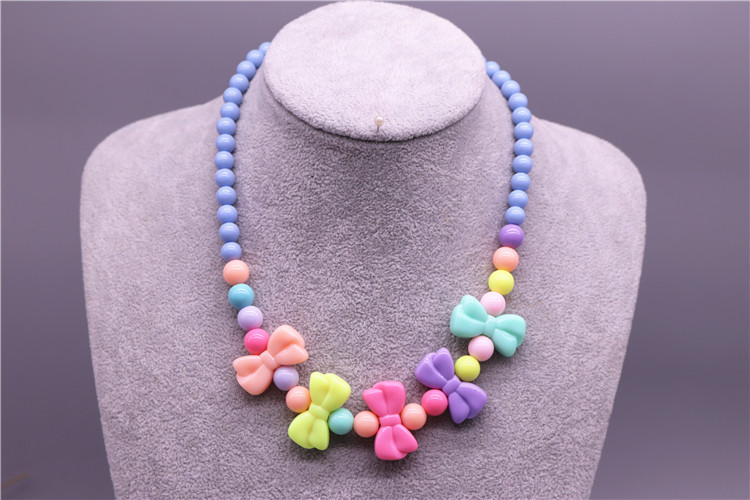 New children's necklace accessories: candy-colored necklace for primary school students, cute bow necklace for girls Item Picture