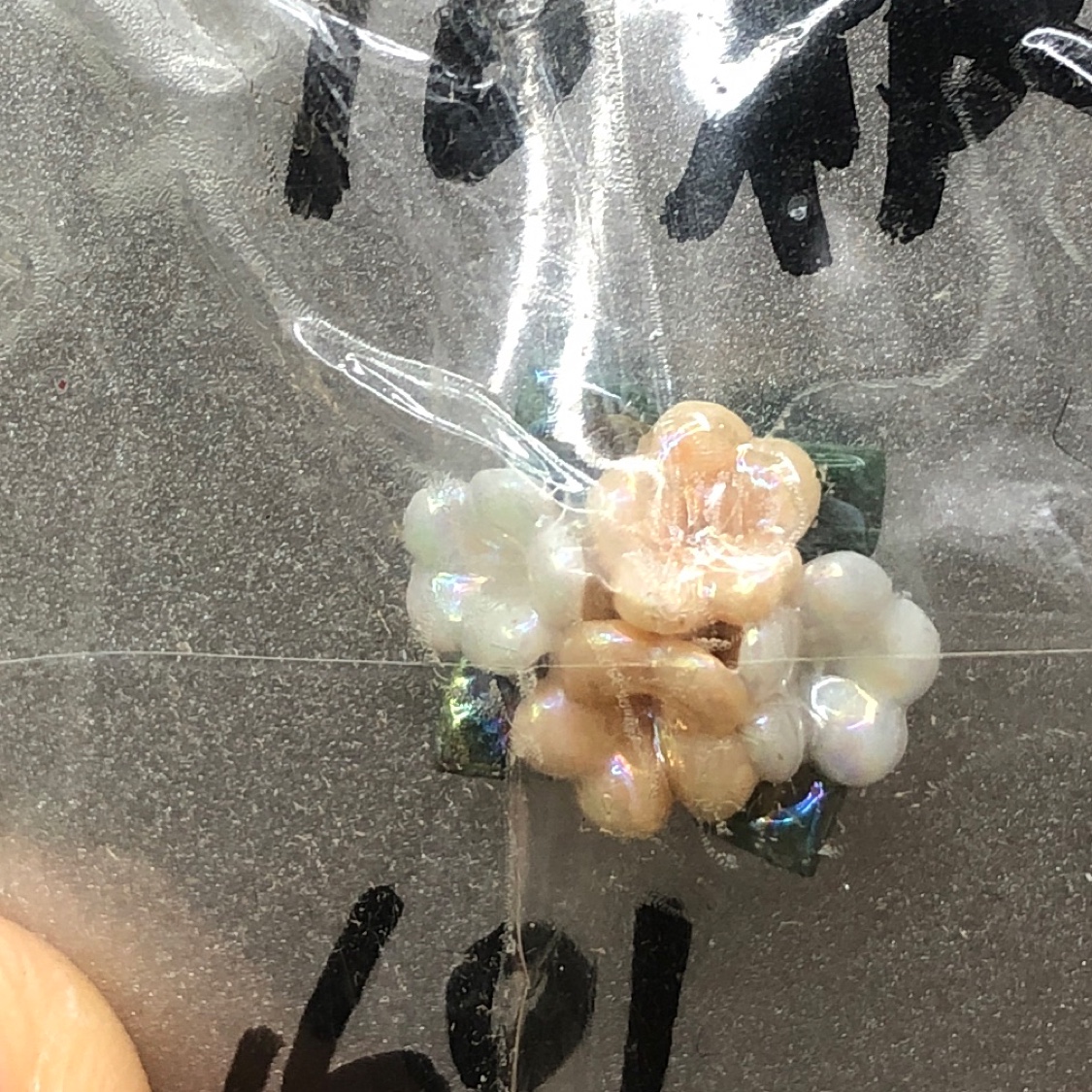 晶鑫陶饰配件纯手工彩色组合镀亮陶瓷花5001