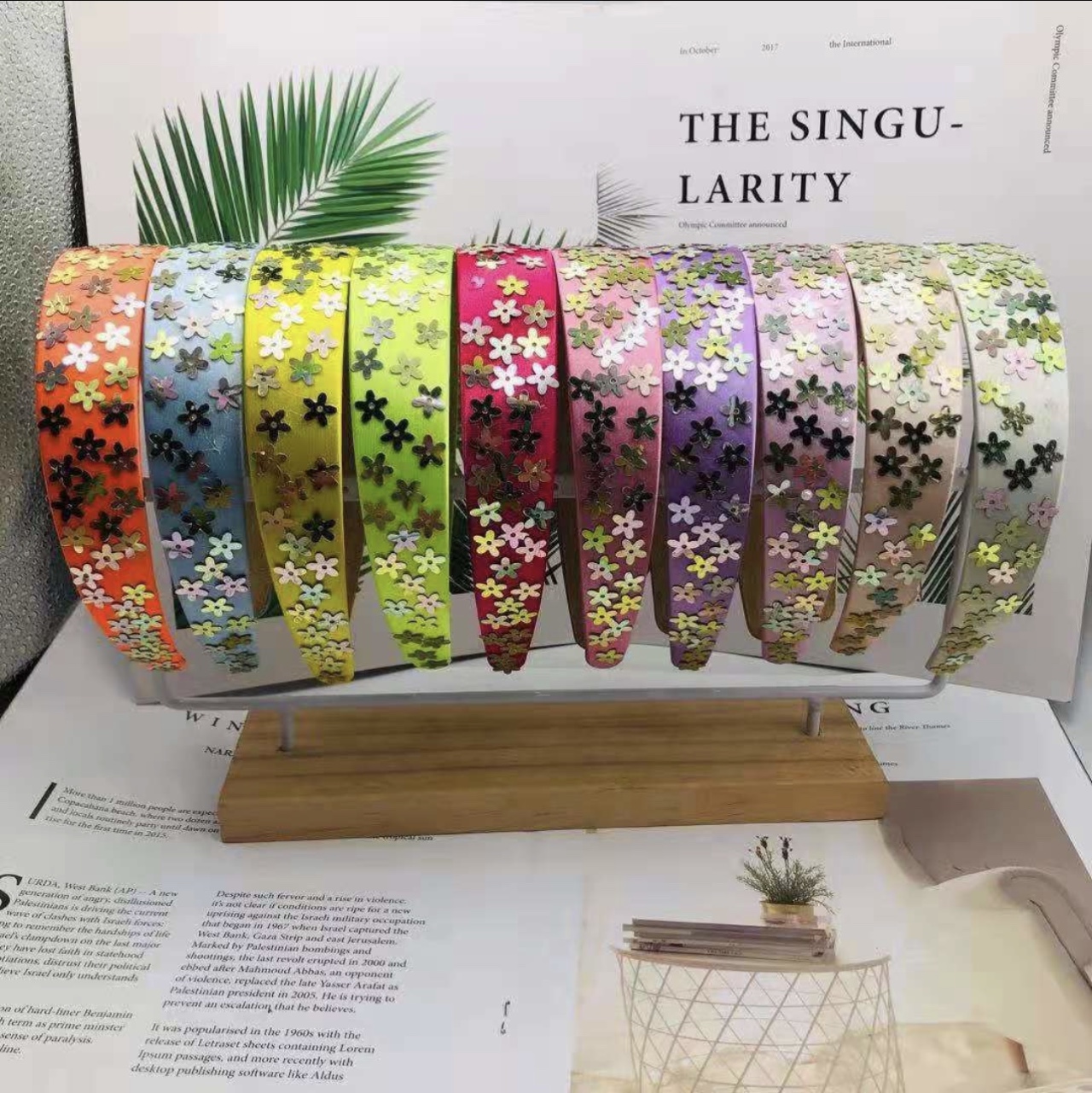 最新的款纯手的人工交叉的网红爆款亮片头扣